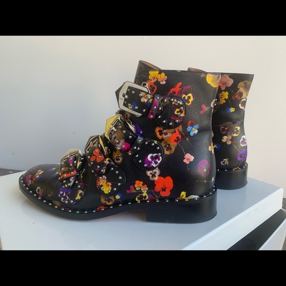 GIVENCHY Multicolor Floral Moto Bootie with Box - Picture 6 of 16